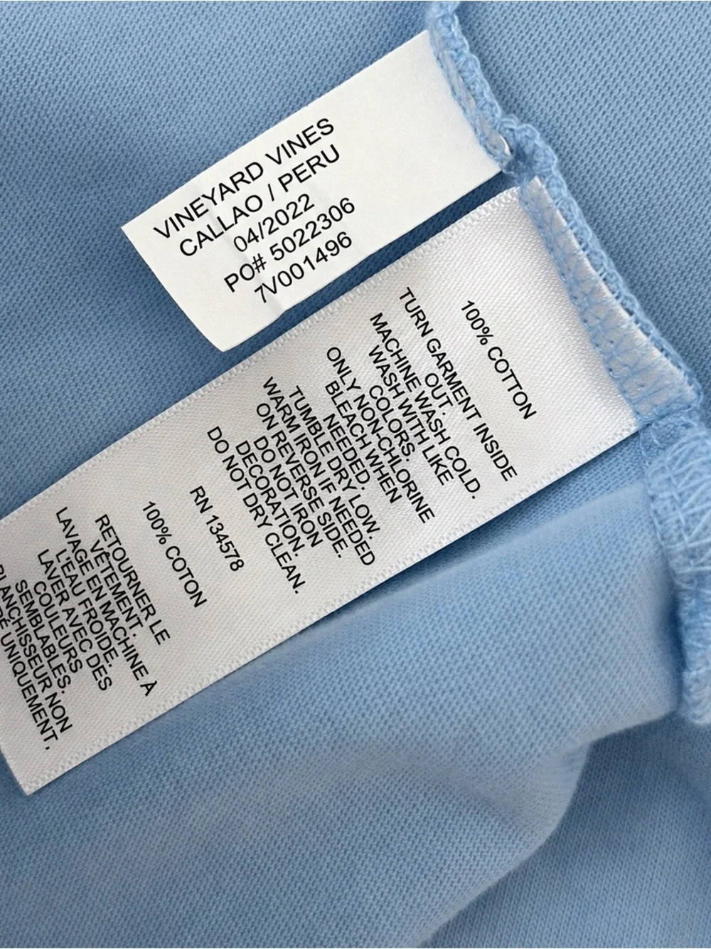 Girls Vineyard Vines Light Blue Long Sleeve Pocket Tee XL (16)